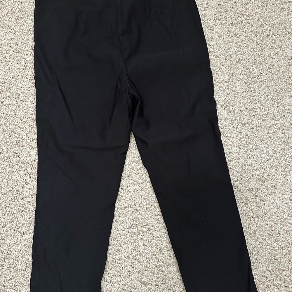 Rafaella Comfort Pull-On Stretch Black Crop Pants with Buttons